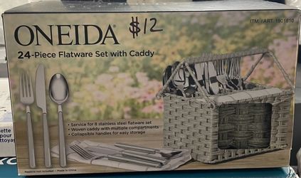 Oneida 24-pice flatware with caddy