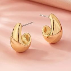 Classy Gold Tone Tear Drop Earrings 