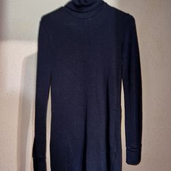 all black long sleeve turtle neck dress