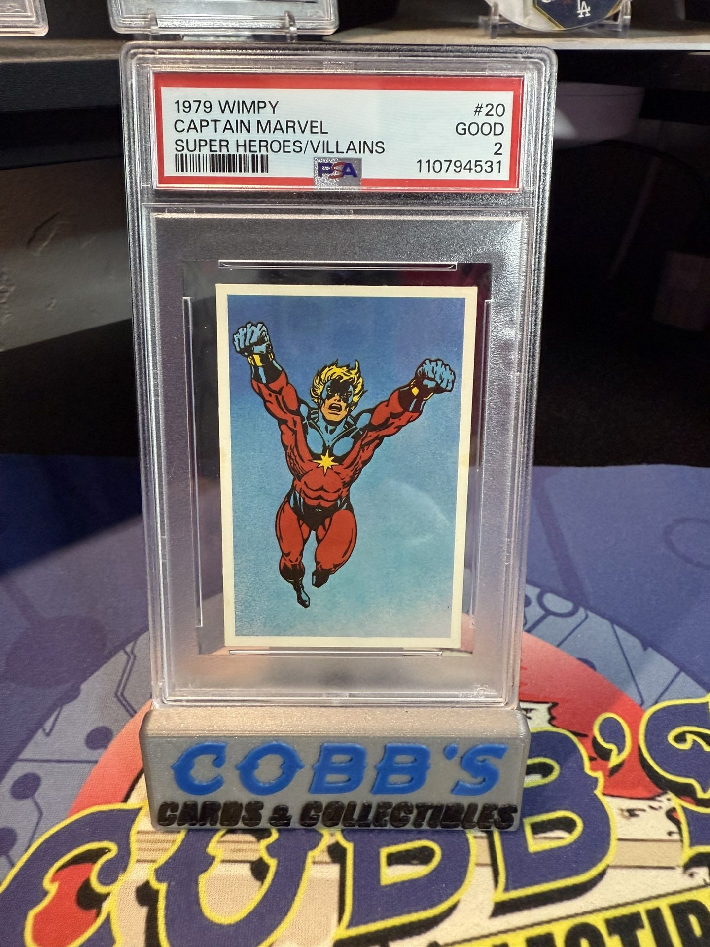 1979 Wimpy Super Heroes Villains Swap 'n Save Captain Marvel #20 PSA 2