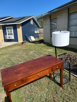 Wood Writing Desk with Drawers