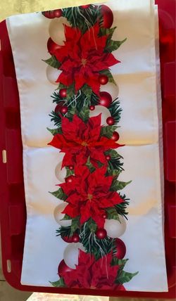 Poinsettias & Ornaments Table Runner