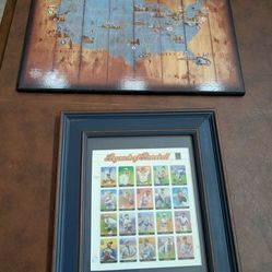 MLB Baseball plaque and US Postage Stamps of Players