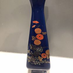 Vintage Cobalt Blue Asian Bud Vase 7 1/2” Tall
