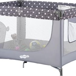 Pamo Babe Portable Crib Baby Playpen with Mattress and Carry Bag Grey
Amaz