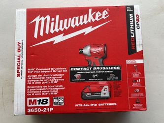 M18 18-Volt Lithium-Ion Compact Brushless 1/4 in. Impact Driver Kit w 2.0 Ah Battery, Charger & Bag