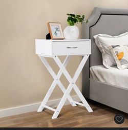 Costway Nightstand X-Shape Drawer Accent side End Table Modern Home Furniture White