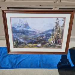Framed Western Mountain Landscape Art Print