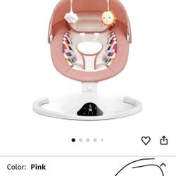 Baby Swings for Infants, Pink Infant Swing with 5 Speeds, 12 Soothing Melodies, Bluetooth & Remote Control, Portable Baby Swing for Indoor and Outdoor