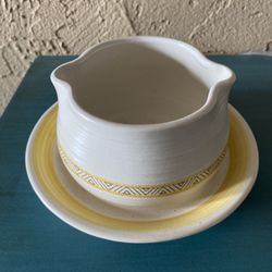Vintage - Franciscan - Earthenware - Hacienda Yellow  - Gravy Boat with Attached Plate