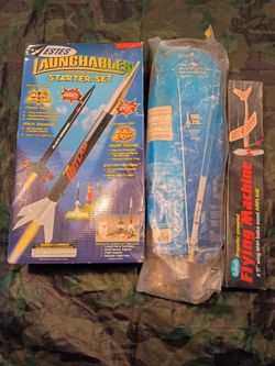 Rocket Set and Wooden Airplane Lot of 3