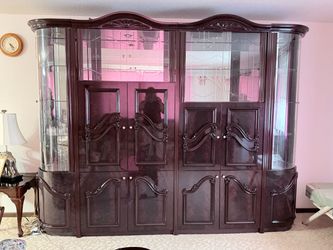 Hutch and TV console in Cherry finish