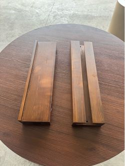 Wall Mounted Wood Wine Bottle & Stemware Glass Holder Shelf Set – Rustic Brown