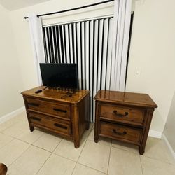 Double bed for sale with two tables and TV