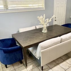 🪵🌊 Dining room 😍, comedor, dining table and 10 people, wood table, blue chairs, chairs set🌊🪵