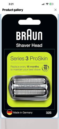 Braun 32B Series 3 Shaver Foil and Cutter Head Cassette Fits Types: 5408, 5409, 5411, 5412, 5413, 5414, 5415, 5416, 5772, 5773, 5774, 5775, 5776, 5779