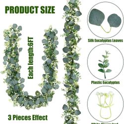 20 Pcs /  Artificial Eucalyptus Leaves DIY Greenery Garland Artificial Plants Vines Fake Flowers Berries Wedding Party Home Decor