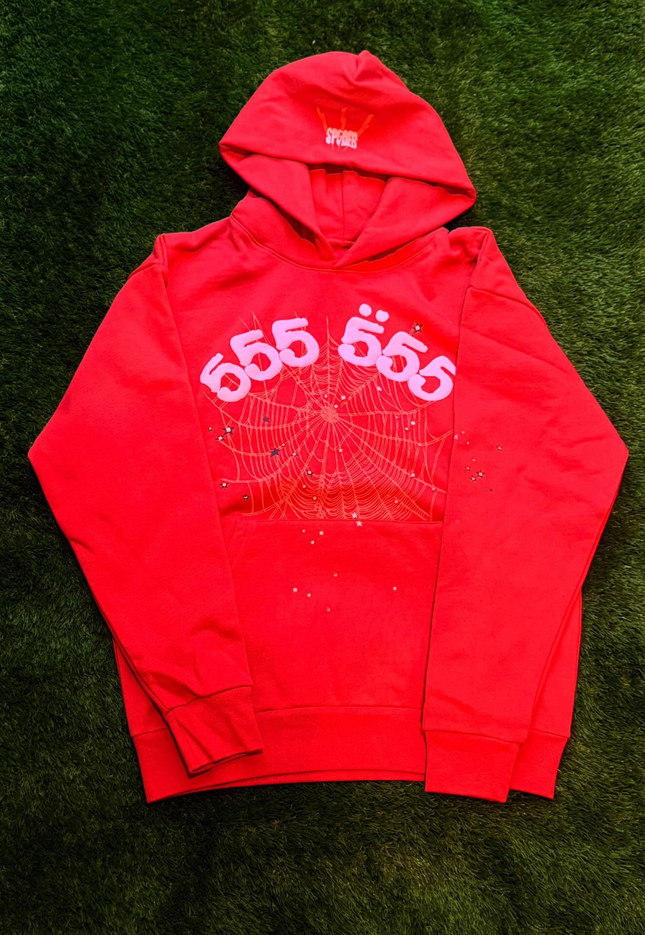 Red 555 Sp5der Hoodie