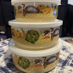 Vintage Enamel Fruit Basket Medley Storage Bowls 