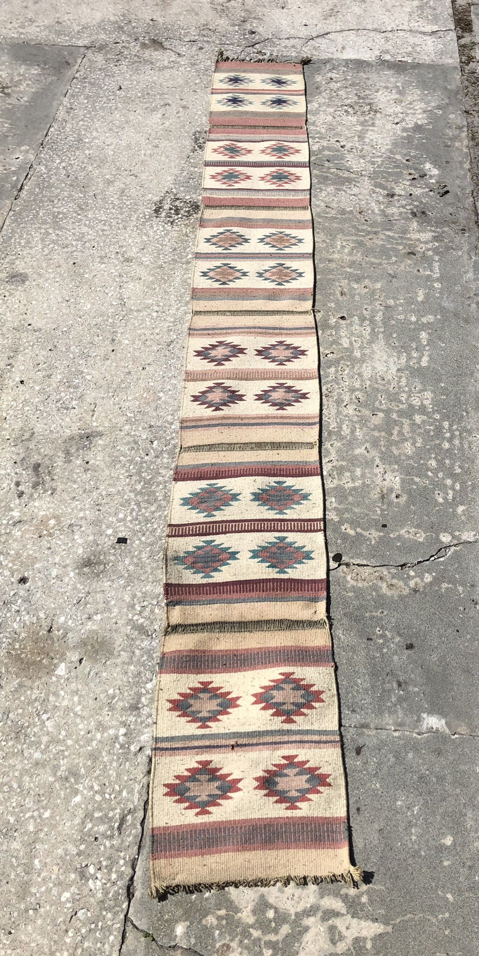 Very Old Mexican Wool Runner And Poncho 