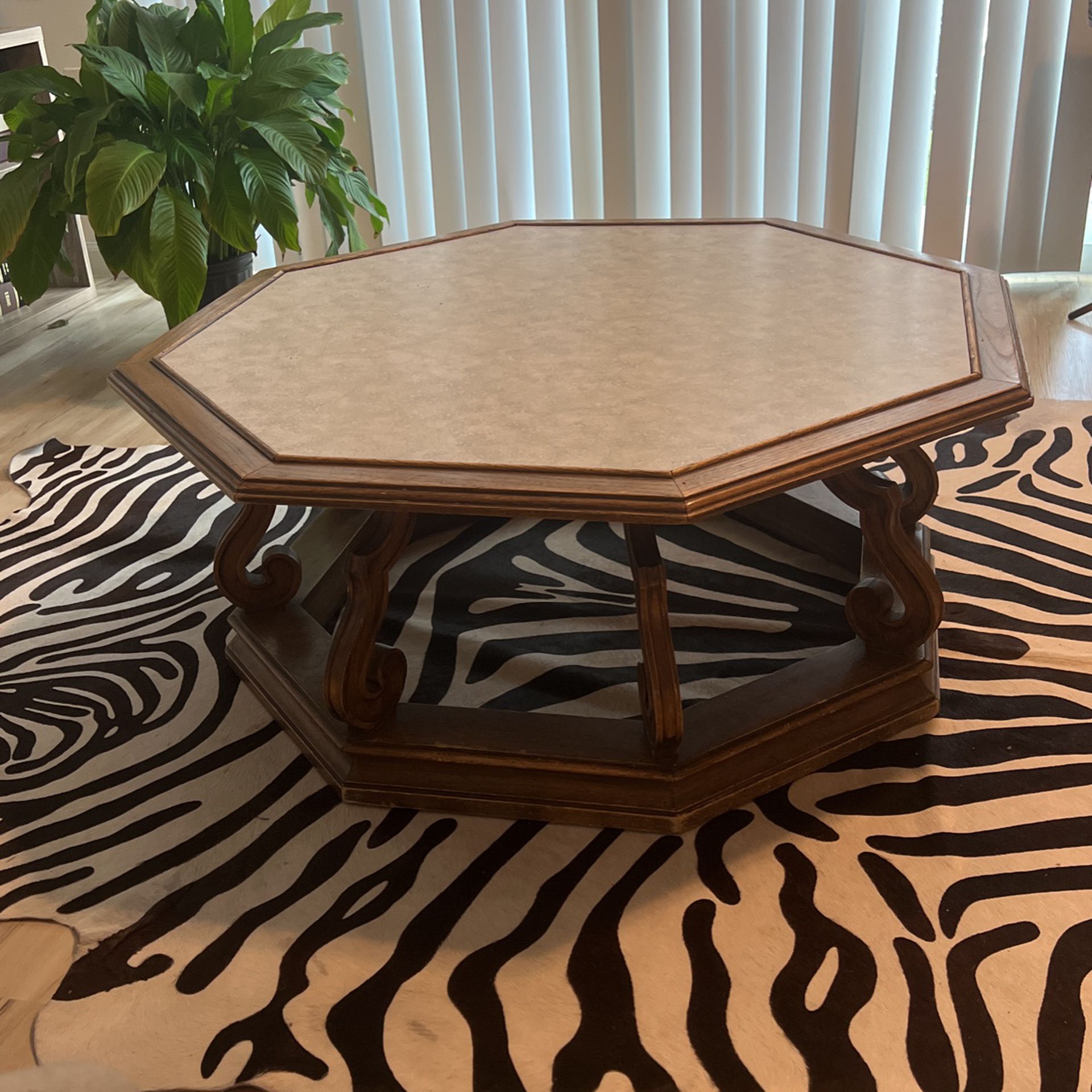 Wooden Coffee Table Octagon Shape 