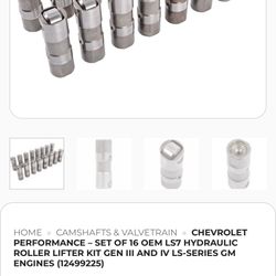 New Unused Chevrolet Performance - Set of 16 OEM LS7 Hydraulic Roller Lifter Kit Gen III and IV LS-Series