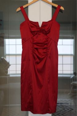 Red Satin Ruched Cocktail Dress