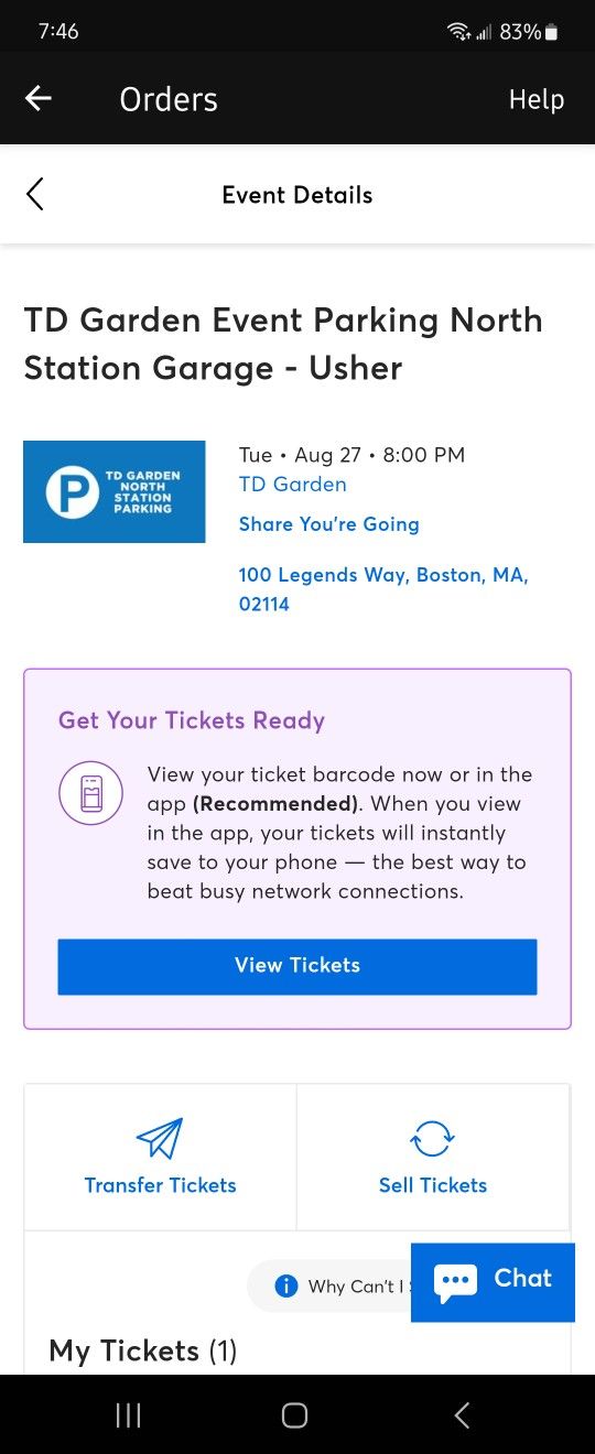 Usher Concert Parking TICKET