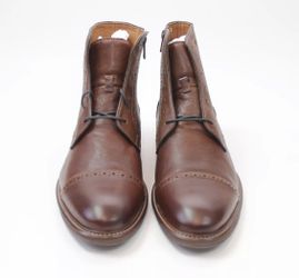 New Johnston Murphy Mens Warner Cap Toe Zip Boots Brown Leather