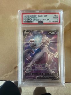 Mewtwo V pokemon card. PSA grade 9.0