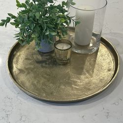 Round Gold Decorative Tray - New!