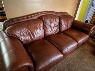 Brown Leather 3-Seat Sofa