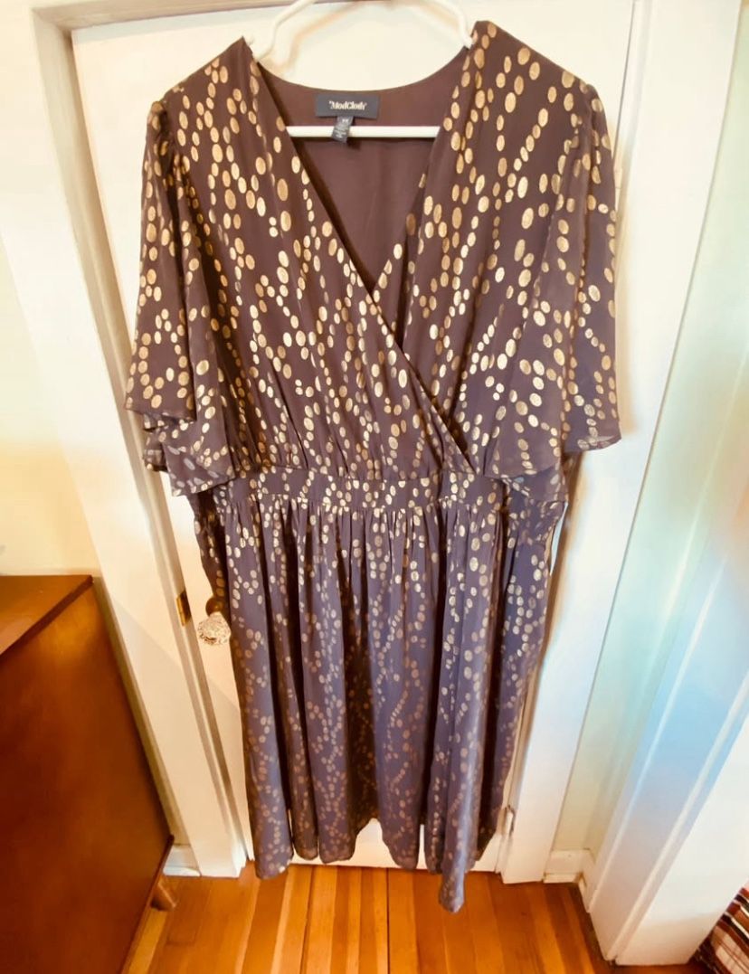 New Vintage Style Mod Cloth Plus Size Dress With Polka Dots