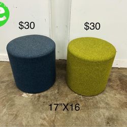 Round Blue And Green Ottomans 