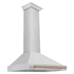 ZLINE 36 in. Autograph Edition Convertible Stainless Steel Range Hood with Stainless Steel Shell and Champagne Bronze Accents