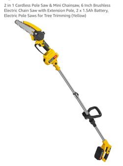 2-in-1 Cordless Pole Saw & Mini Chainsaw 6 Inch