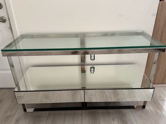 Glass Top Mirrored Console Table