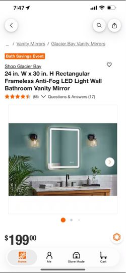 Glacier Bay 24x30 Frameless Anti-Fog LED Vanity Mirror