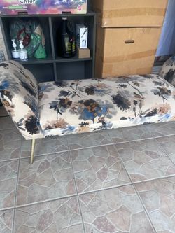 Floral Upholstered Chaise Lounge Bench