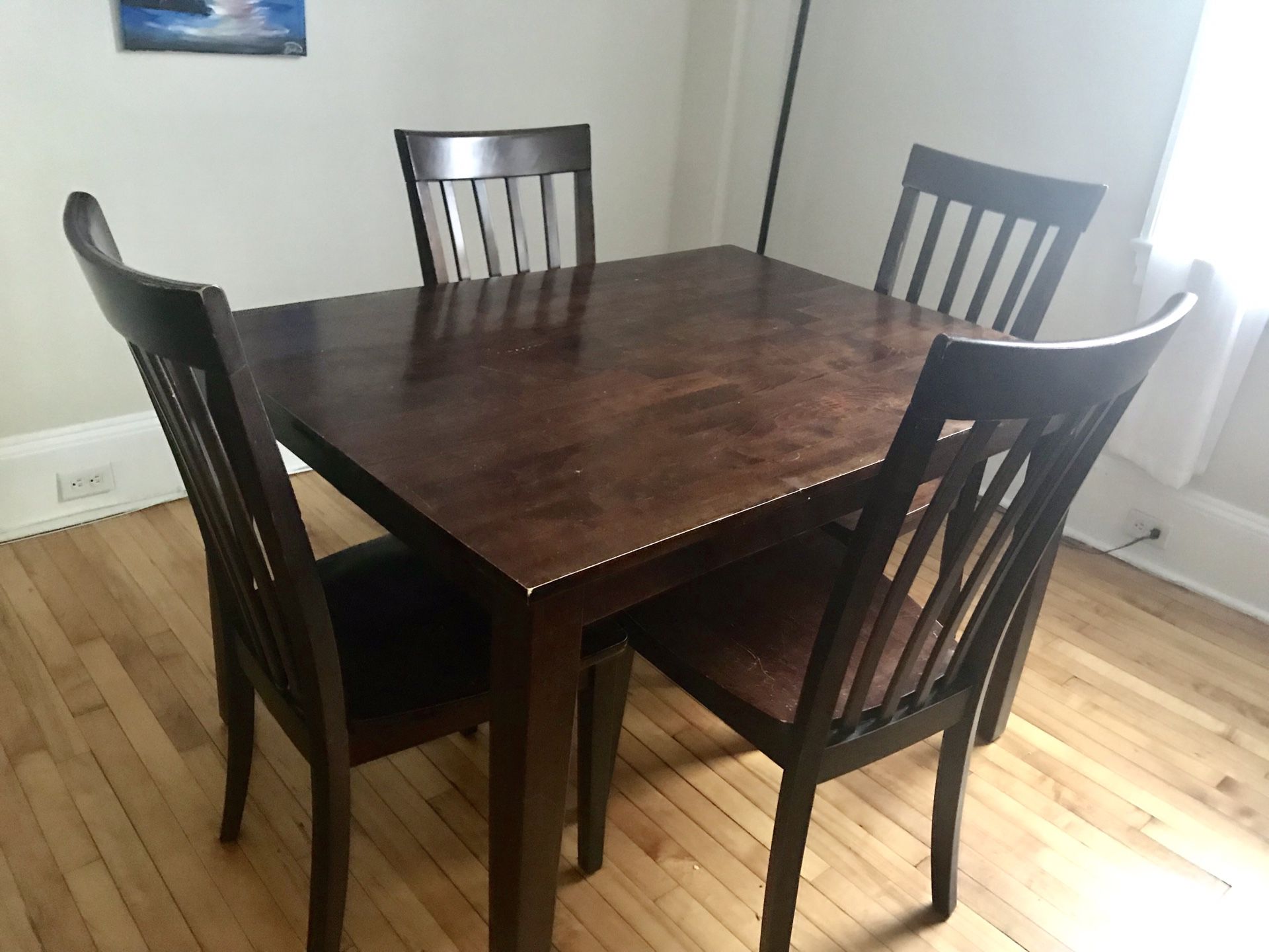 Solid Wood Dining Set (table + 4 chairs)