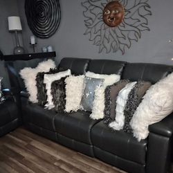 DARK GREY LEATHER SOFA