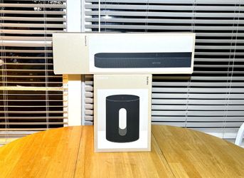 Entertainment Set with Beam GEN 2 Black.  Sonos Beam (GEN 2 Black) and Sonos Sub (MINI Black).  Brand New Sealed.  Includes Warranties.  Dolby Atmos.