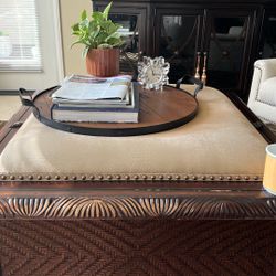 Designer Material Wood Ottoman Storage Unit