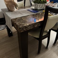 Marble top dining table with 4 chairs 