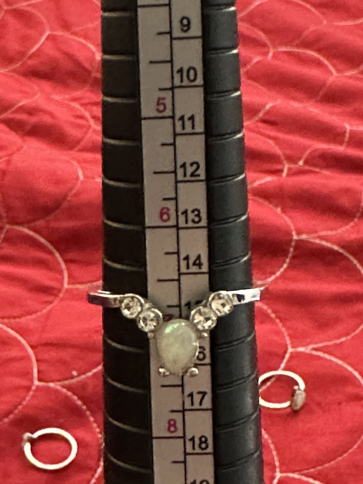 Fashion Silver Opal Diamond Ring Size 7