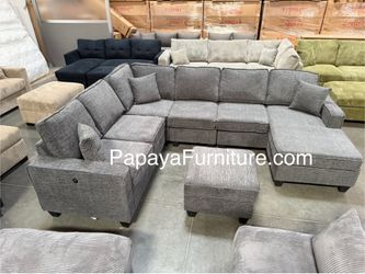 New!Slate Grey Sectional, Reversible Sectional Couch, Sofa, Gray Couch, Gray Sectional, Chenille Sectional, Sectional And Ottoman, Sectionals, Sofas