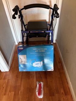 Rolling Walker with Seat and Carex Toilet Seat Elevator