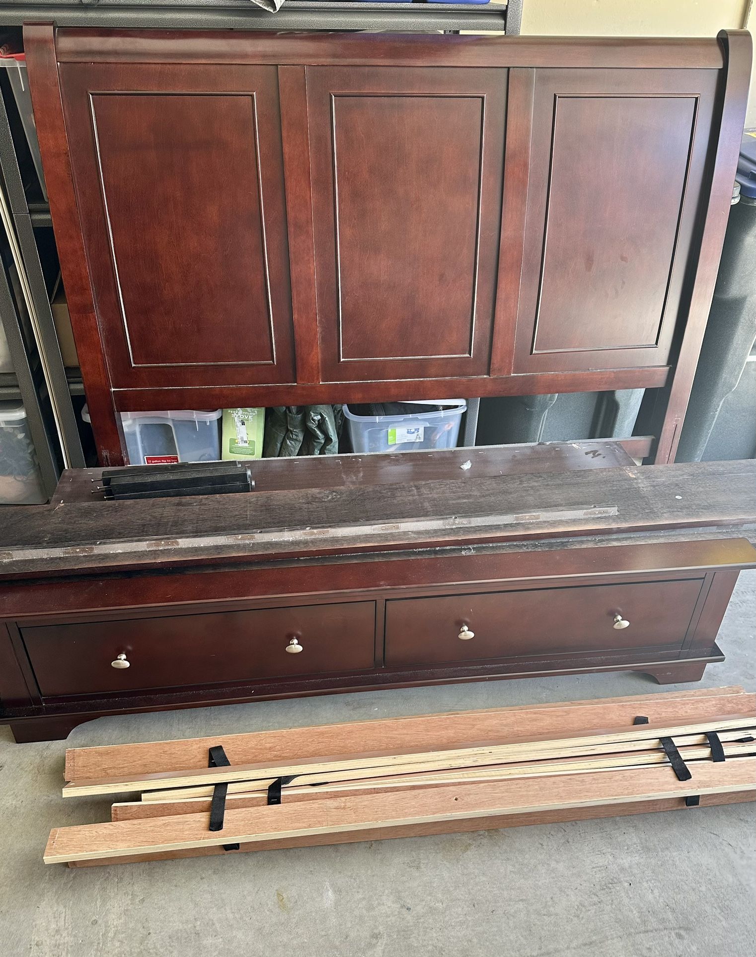 FREE Queen Bed Frame With Headboard And Footboard With Drawers