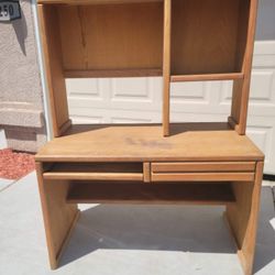 Solid Oak Desk W/ Hutch 