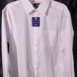 George's Men's Dress Shirt NWT Button-Up Large White 